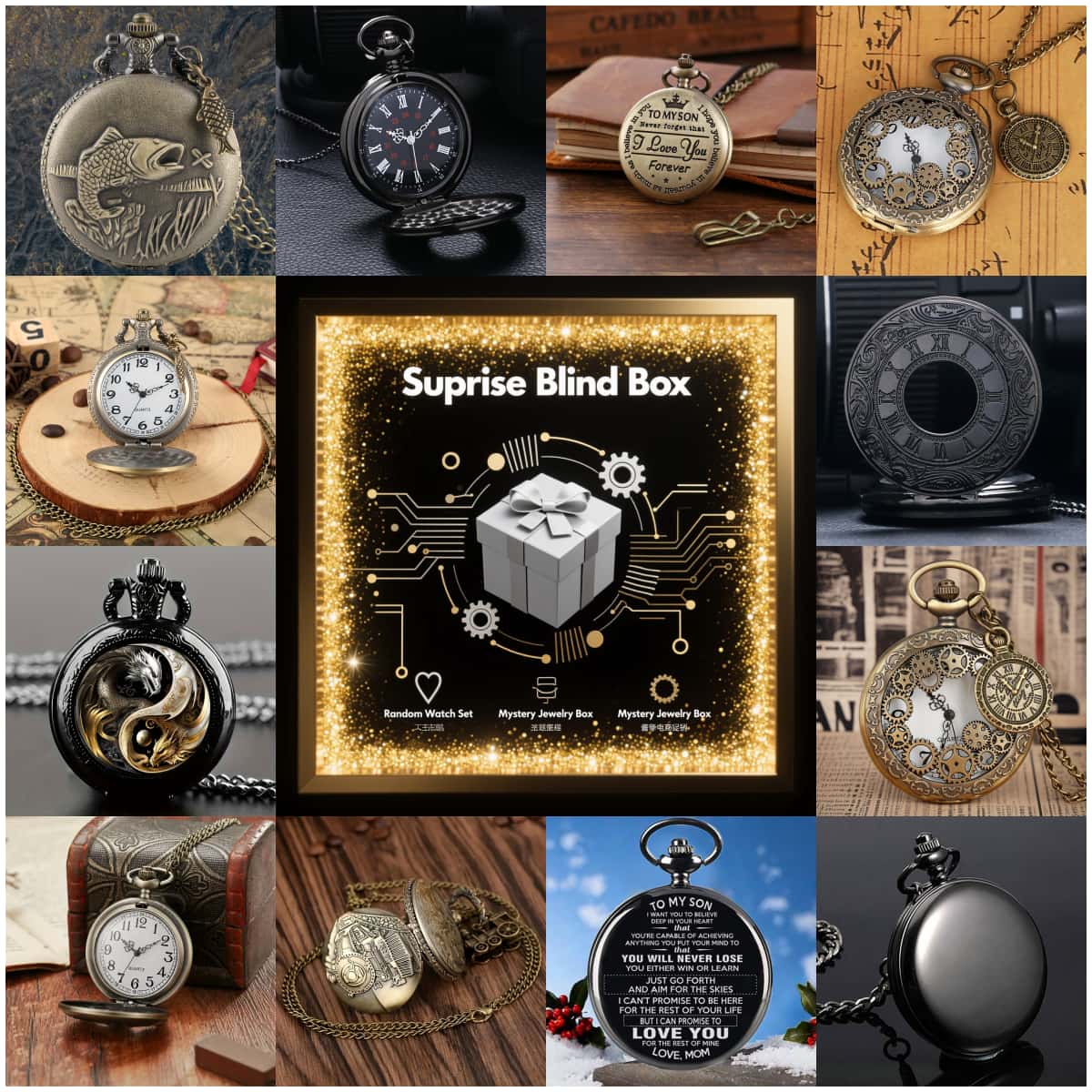 Fashion Mens Watches - Orologio da tasca al quarzo da