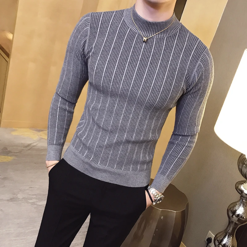 Knitted Cardigan Men - Nuovo maglione a righe a collo