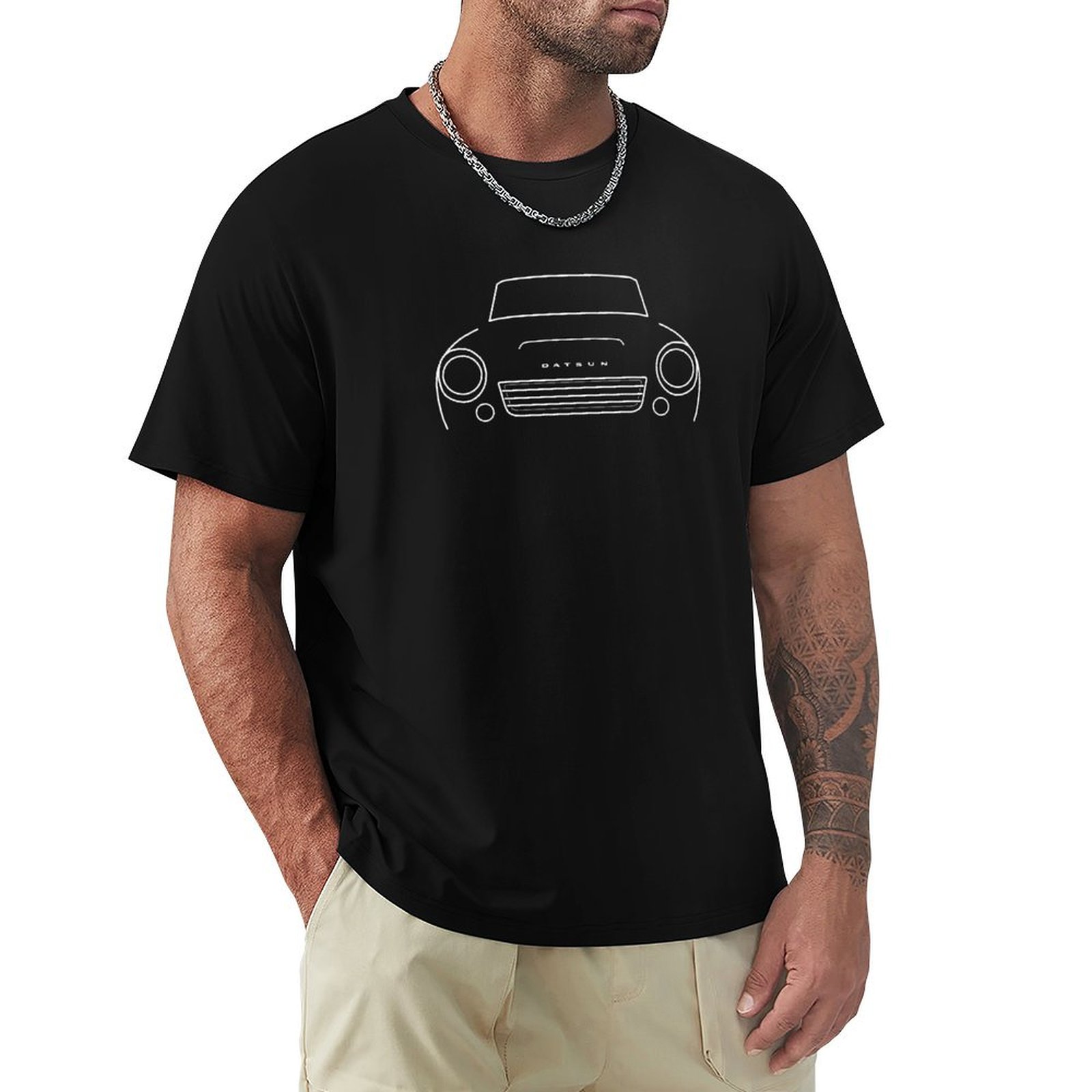 Men'S Fashion 1960S - T-shirt con grafica del contorno bianco