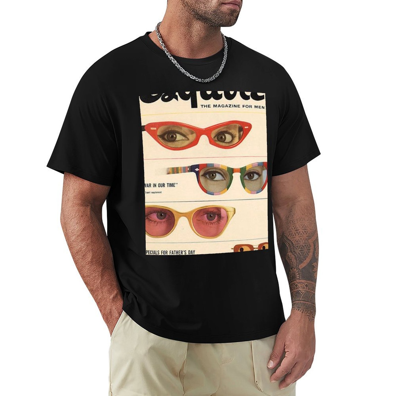 Men'S Fashion 1960S - T-shirt Esquire 1960s Magazine Sunglasses Retro