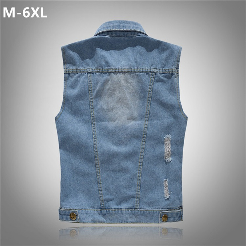 Men'S Fashion Vest With Jeans - Gilet di jeans strappato da uomo