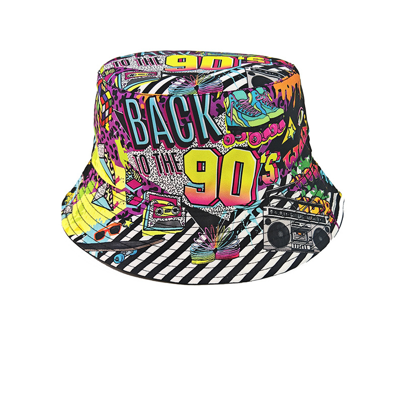 Mens Fashion Bucket Hat - Cappello a Secchiello Retrò Graffiti Anni