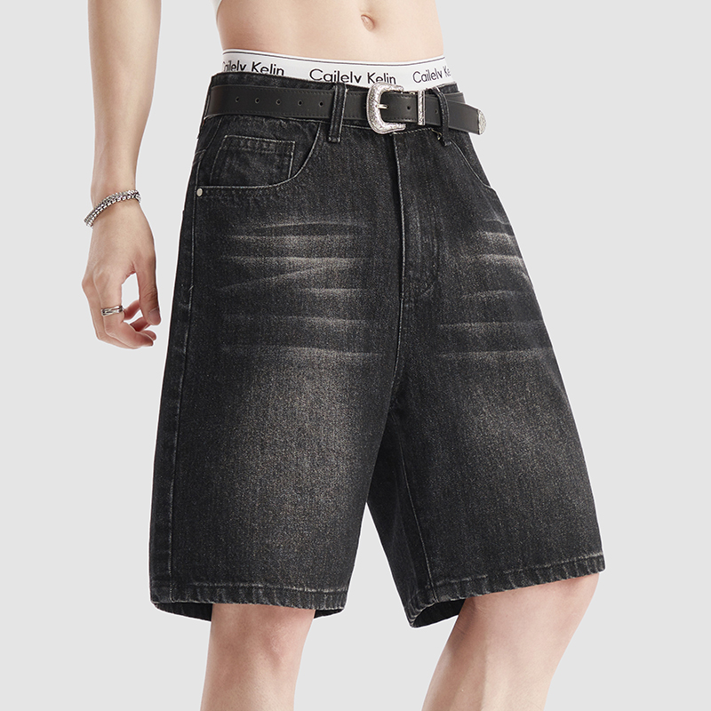 Jeans Pants Fashion Men - Pantaloncini Estivi Sottili in Denim Nero
