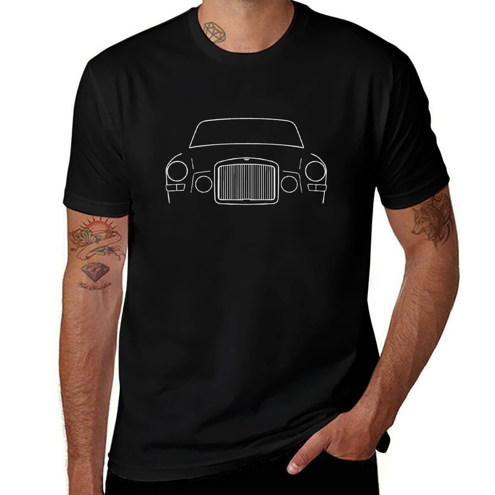 Men'S Fashion 1960S - T-shirt con grafica bianca a contorno