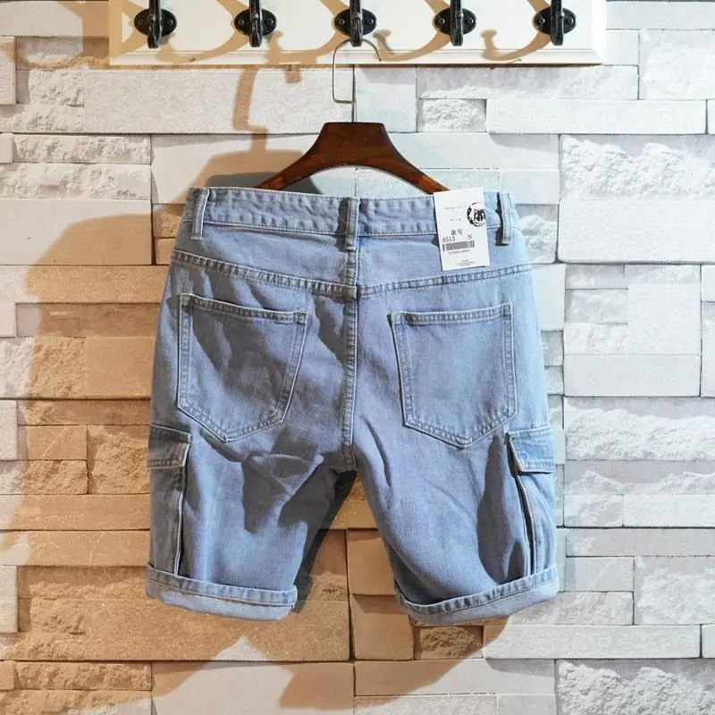 Jeans Pants Fashion Men - Pantaloni jeans corti dritti larghi per