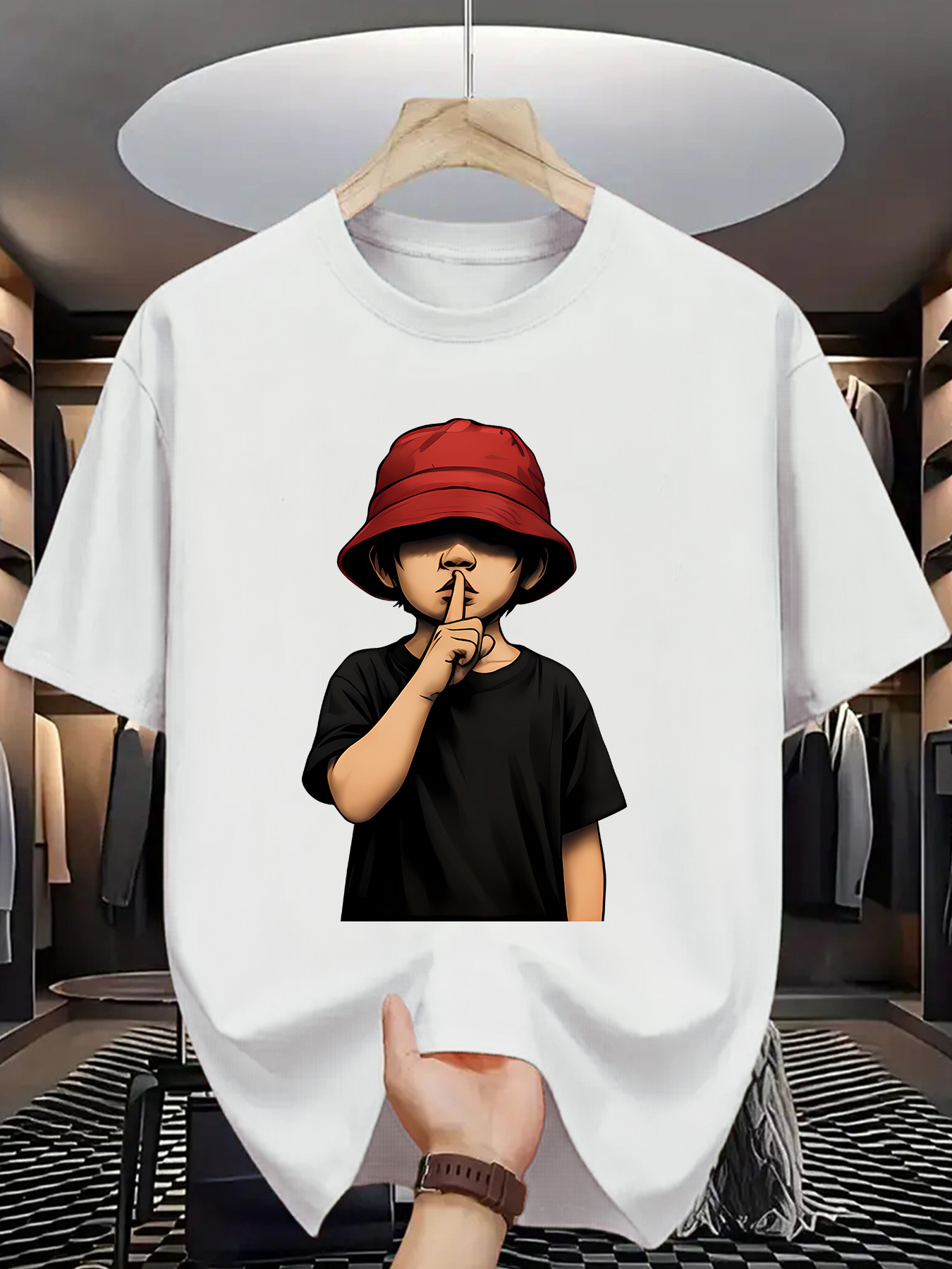 Mens Fashion Bucket Hat - T-shirt da uomo verde scuro con