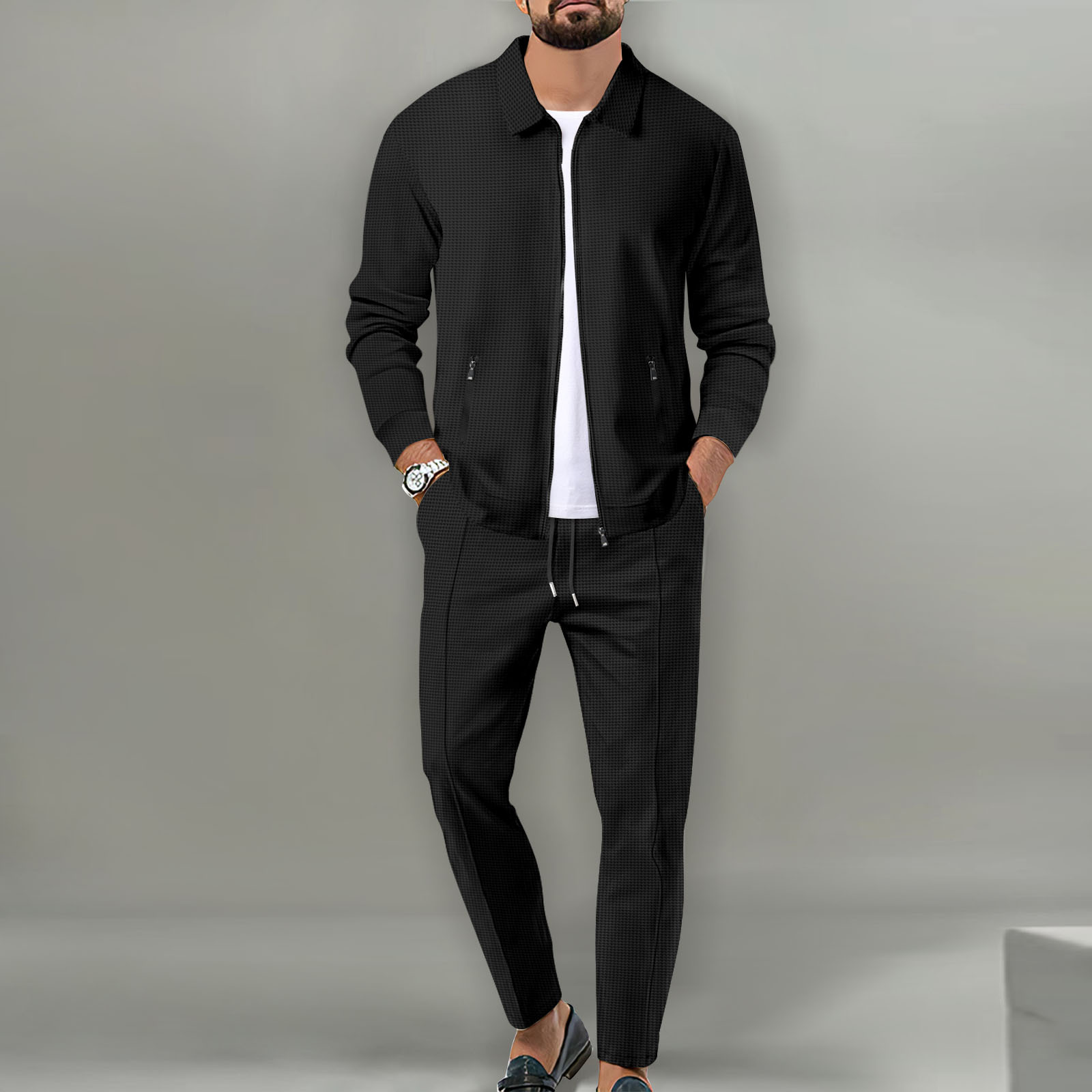 Knitted Cardigan Men - Set giacca autunnale da uomo per