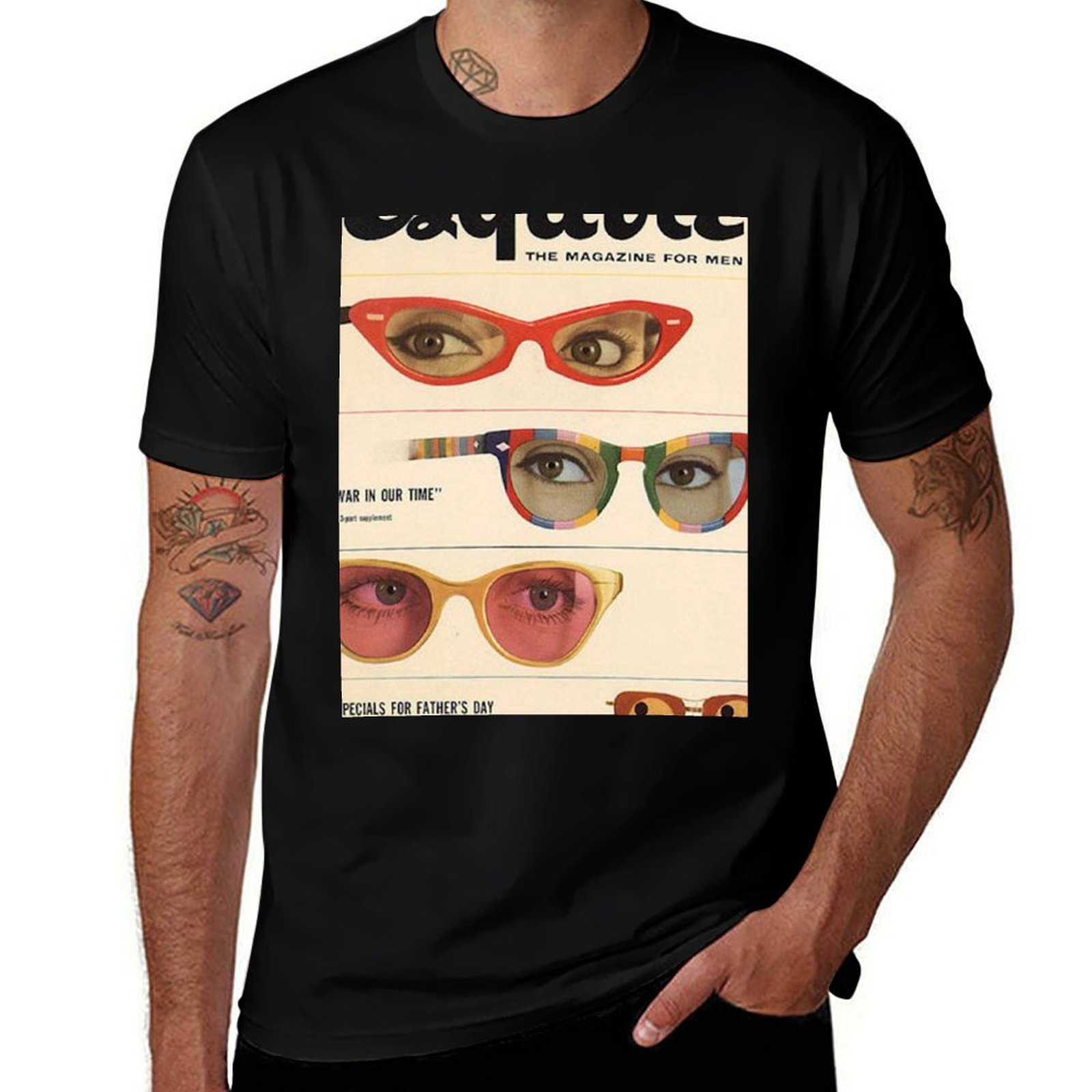 Men'S Fashion 1960S - T-shirt Esquire 1960s Magazine Sunglasses Retro