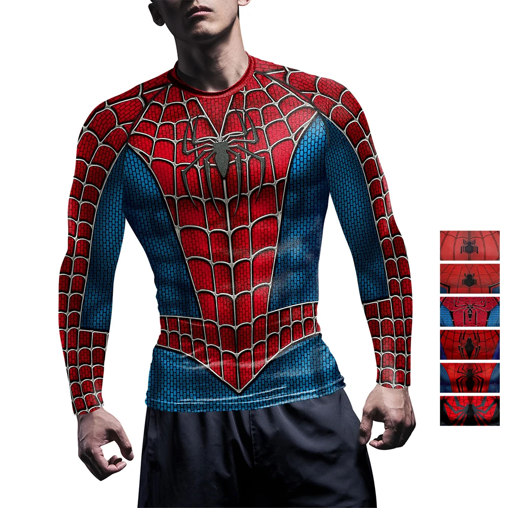 Compression Shirt Workout - T-shirt Uomo Stampa Ragno, Maglie a