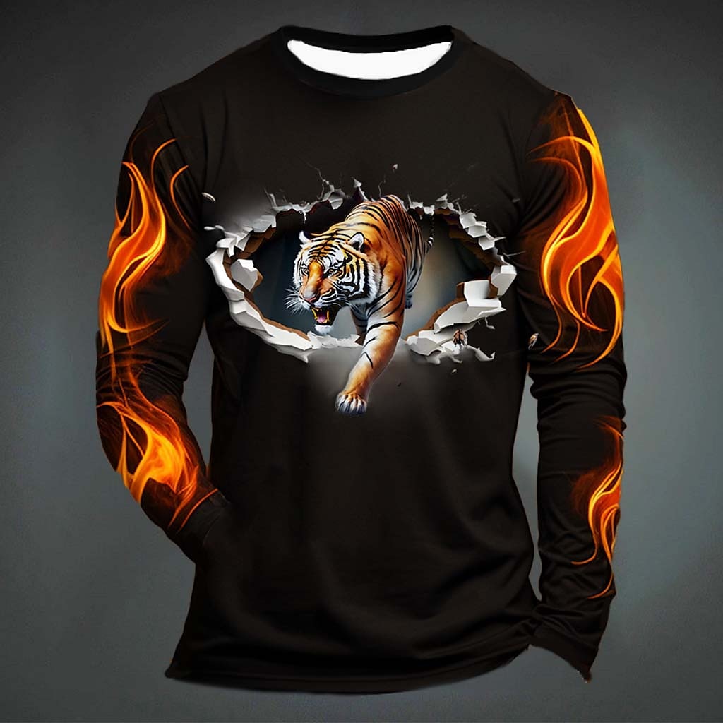 Men'S Fashion Trends - Divertente maglietta con stampa tigre per
