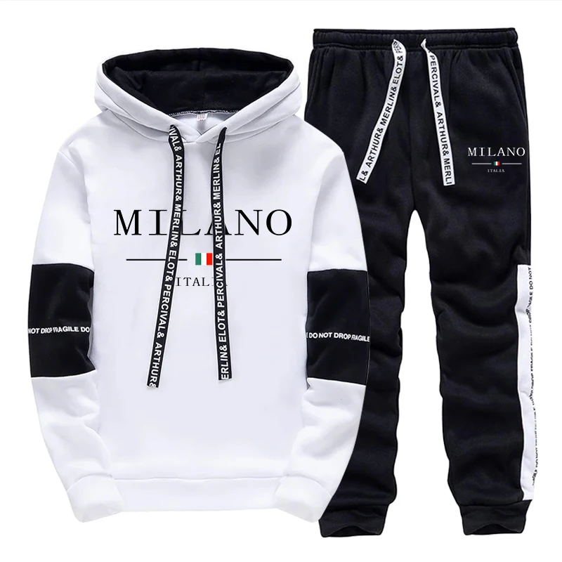 Men'S Fashion Usa - Completo da Uomo/Felpa con Cappuccio/Pantaloni -