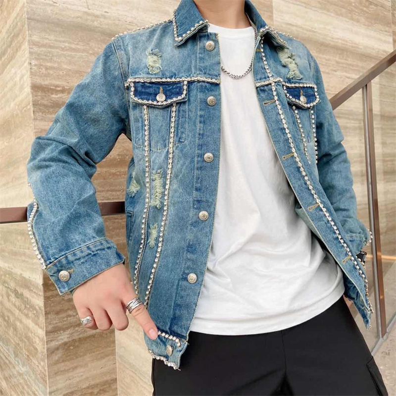 Men'S Fashion Vest With Jeans - Giacca bomber slim fit in denim