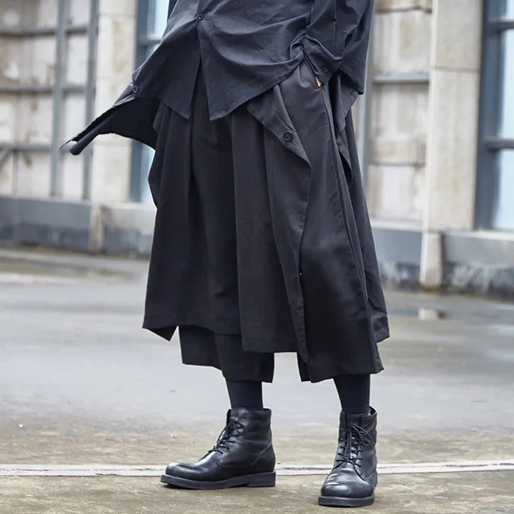 Mens Fashion Trends 2026 - Pantaloni Gotici Scuri Y2K con Bottoni