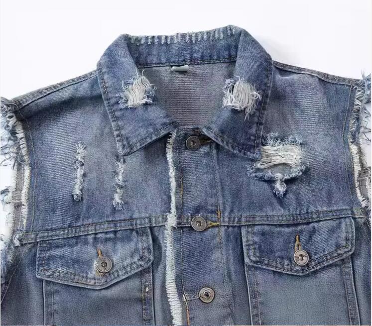 Men'S Fashion Vest With Jeans - Nuovi Gilet in Denim Blu Casual
