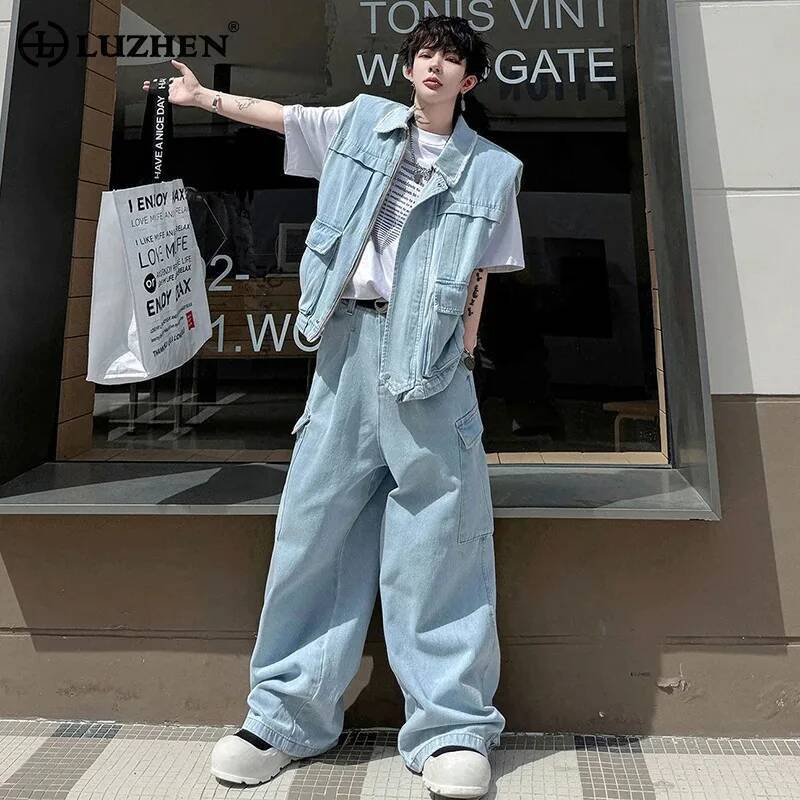 Men'S Fashion Vest With Jeans - LUZHEN 2026 Completo Estivo da Uomo:
