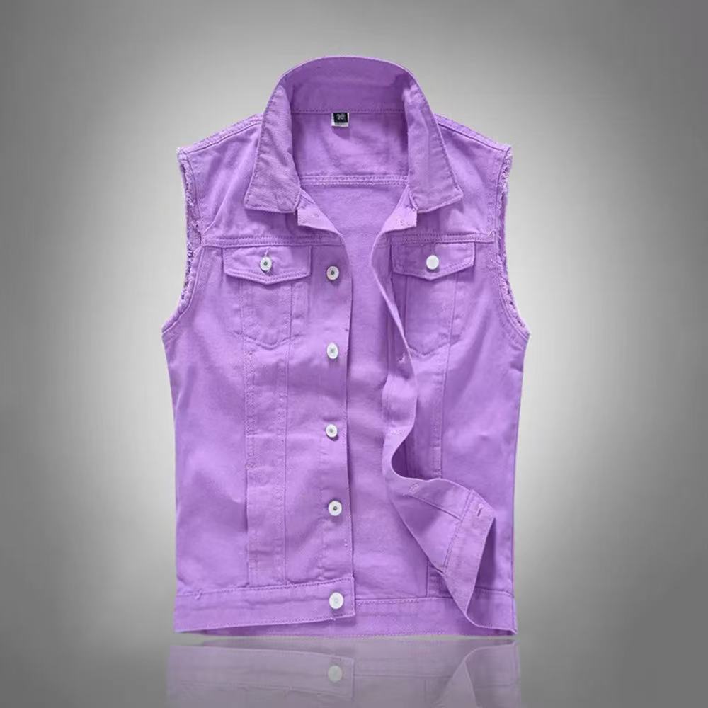 Nuovi Gilet in Denim Blu Casua - Men'S Fashion Vest With Jeans recensione e prezzo