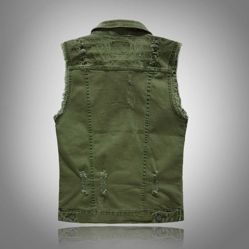 Nuovi Gilet in Denim Verde Cas - Men'S Fashion Vest With Jeans recensione e prezzo