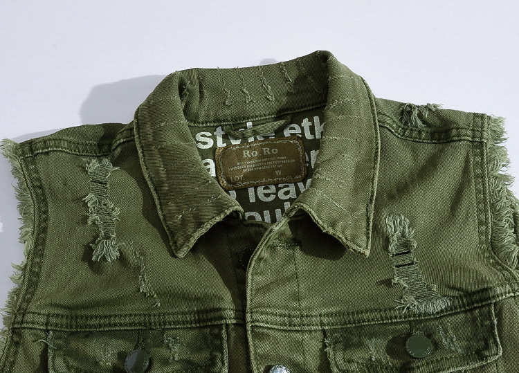 Nuovi Gilet in Denim Verde Cas - Men'S Fashion Vest With Jeans recensione e prezzo