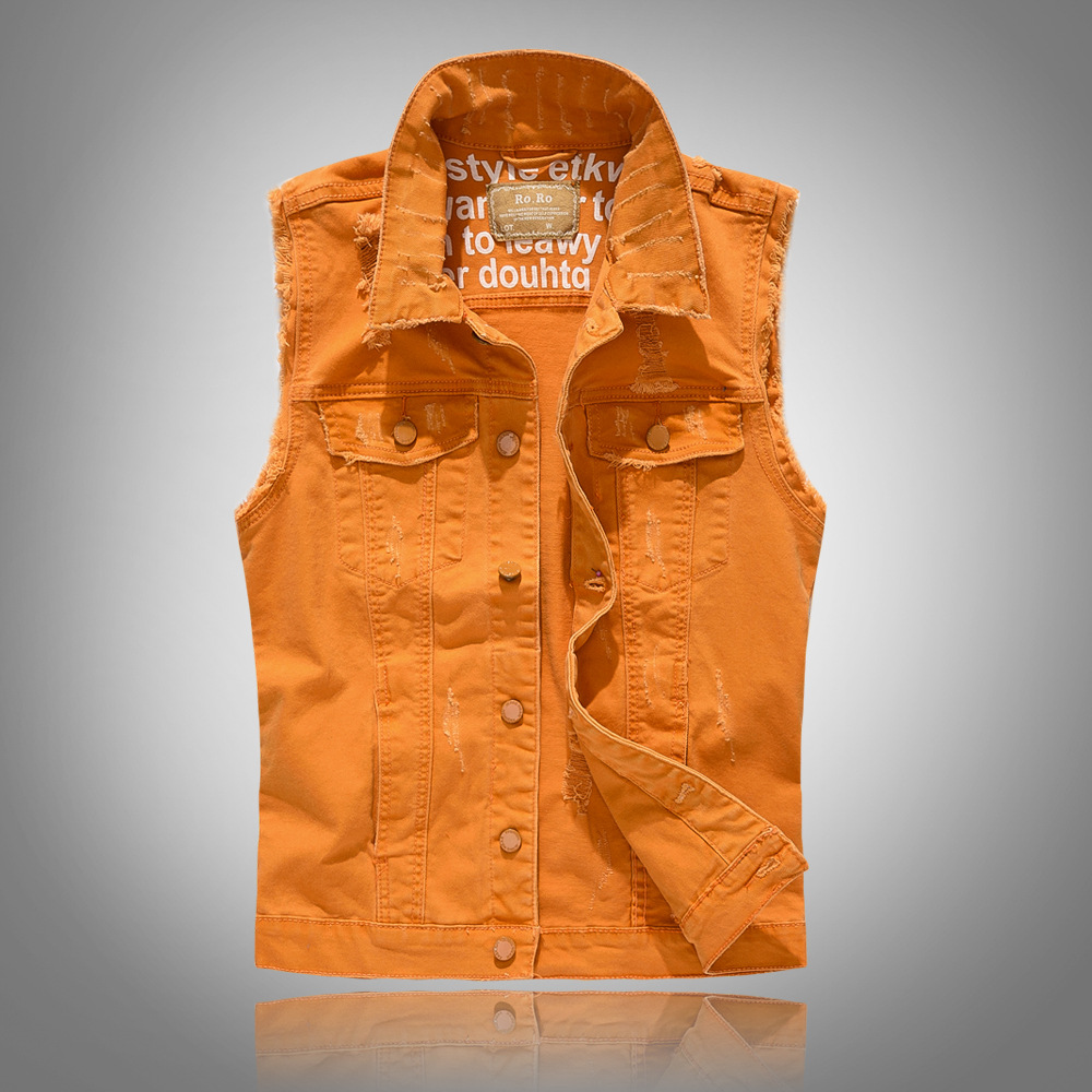 Nuovi Gilet in Denim Verde Cas - Men'S Fashion Vest With Jeans recensione e prezzo