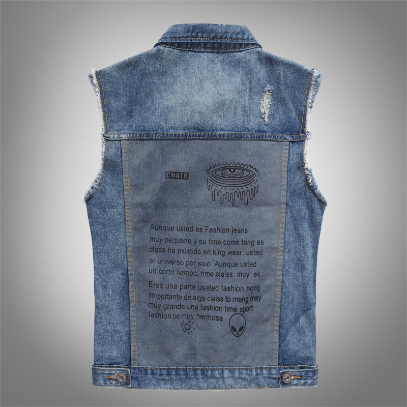 Nuovi Gilet in Denim Blu Casua - Men'S Fashion Vest With Jeans recensione e prezzo