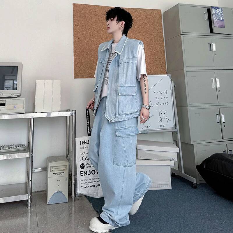 LUZHEN 2026 Completo Estivo da - Men'S Fashion Vest With Jeans recensione e prezzo